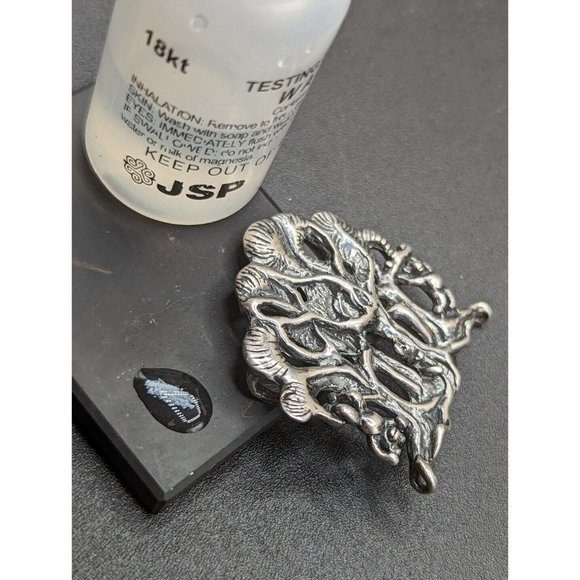 Marty Magic Macklin 1992 Sterling Silver Teddy Bears in Tree Slide Pendant - Picture 7 of 9